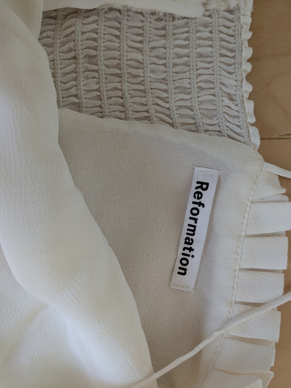 Reformation Ivory Ruffle-Trim Bustier Cami -Size 4 - Picture 3 of 6